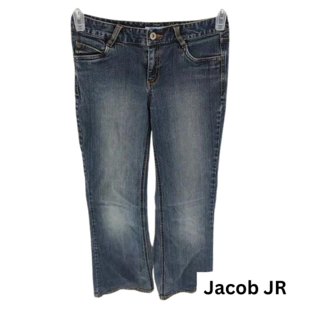Jacob jr Stretch fit boot bottom, with distressed signs, Size 14 Junior